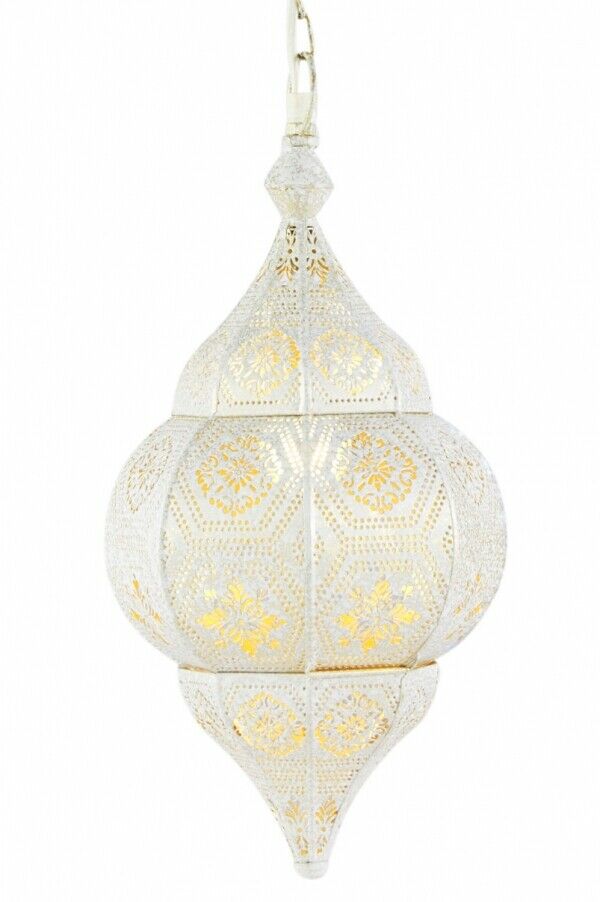 Orientalische Lampe Pendelleuchte Shabby Weiss 