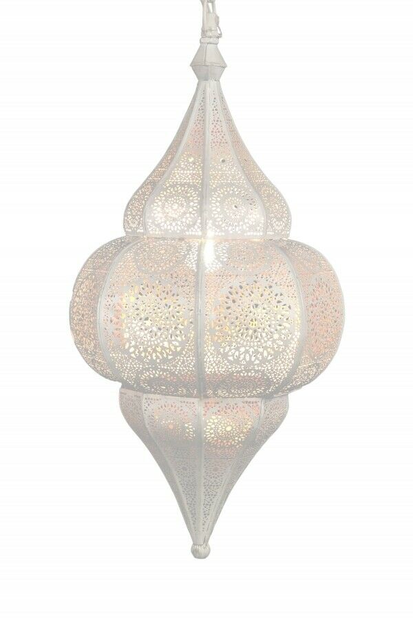 Orientalische Indische Deckenlampe Eis Weiss