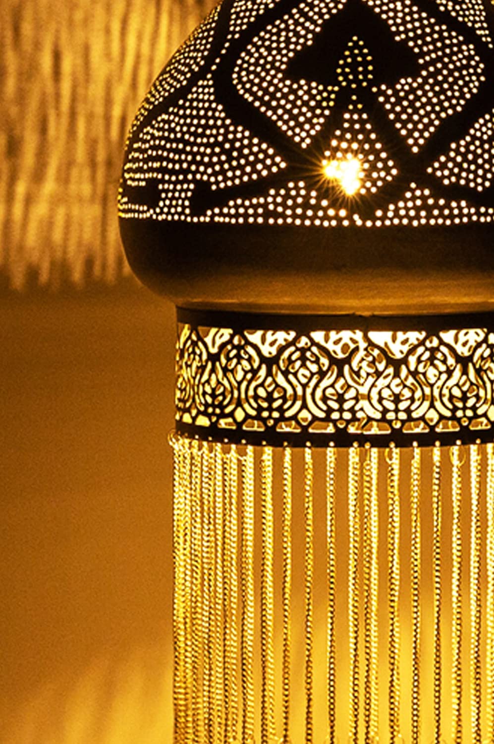 Orientalische Lampe, Hängeleuchte silberfarbig 60cm