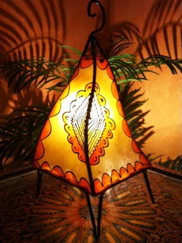 Marokkanische Stehlampe 38cm Orange/Natur