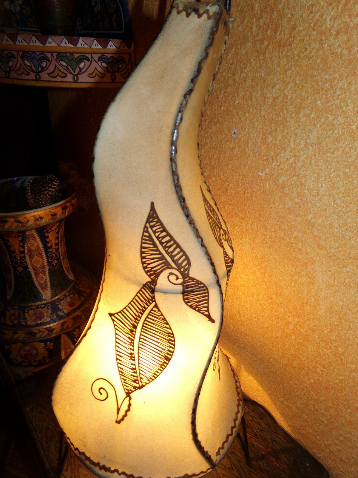 Orientalische Stehlampe Hennalampe Lederleuchte
