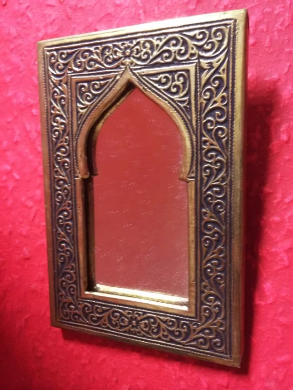 Orientalische marokkanischer Wandspiegel Goldfarbig mini 