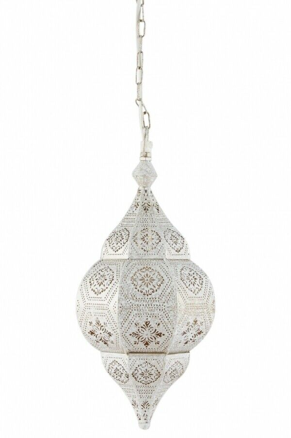 Orientalische Lampe Pendelleuchte Shabby Weiss 