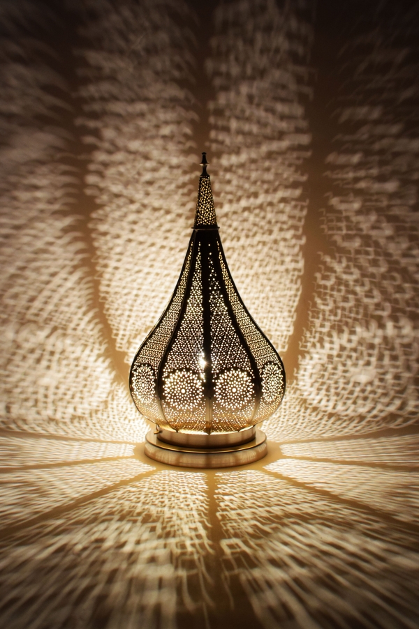 Orientalische, dekorative wunderschöne Tischlampe Silber
