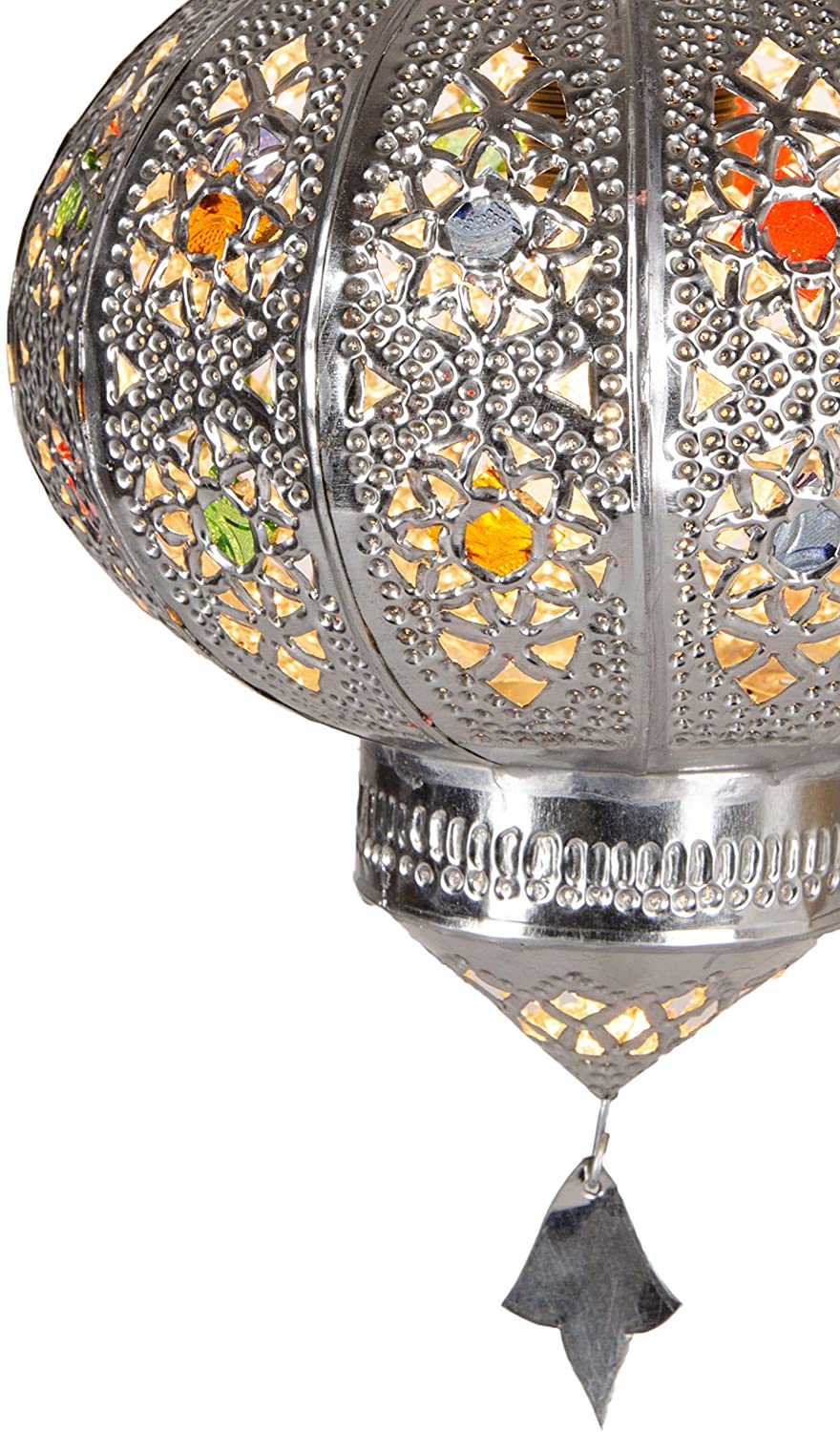 Orientalische Marokkanische Deckenlampe Hängeleuchte Silber 