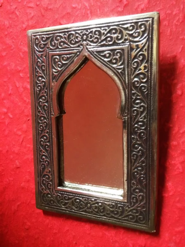 Orientalische marokkanischer Wandspiegel silberfarbig mini  