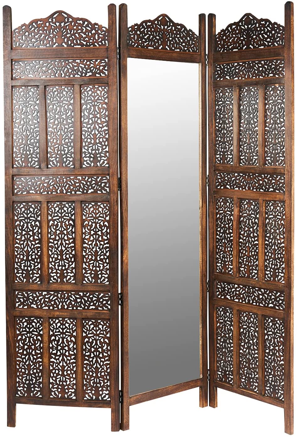 Orientalischer Holz mit Spiegelglas Paravent