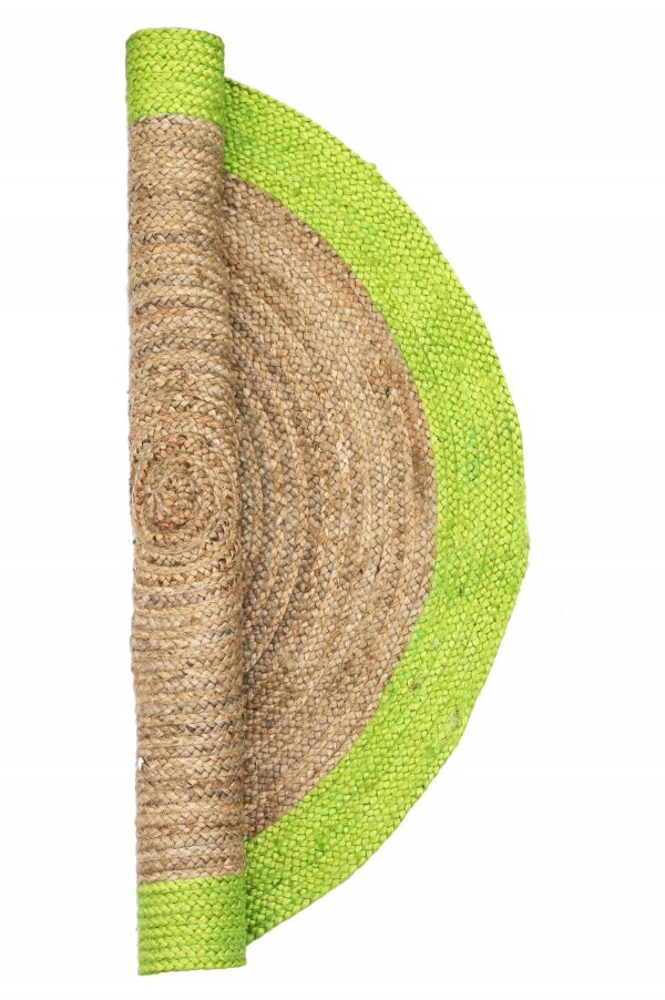 Orientalischer indischer Handgewebter runder Jute Teppich