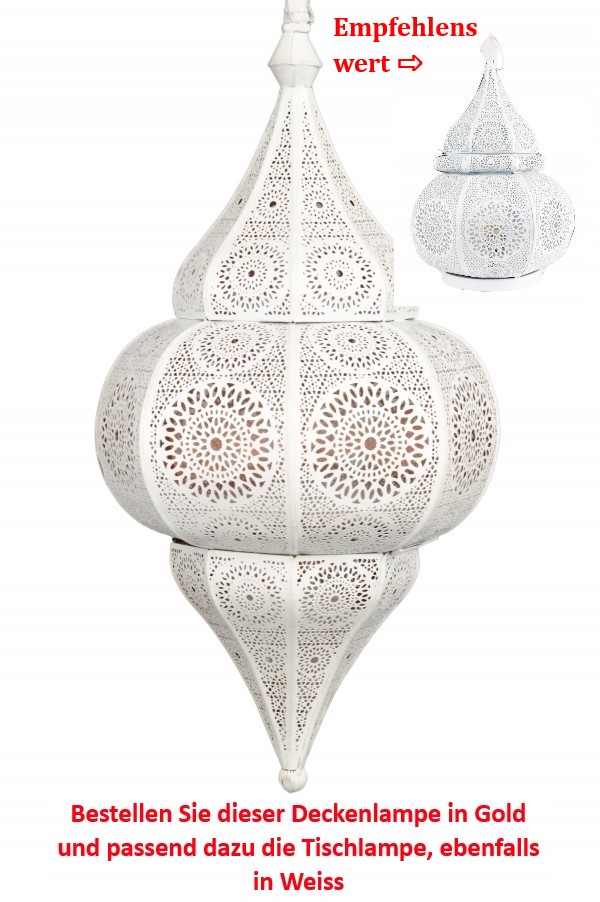 Orientalische Indische Deckenlampe Eis Weiss