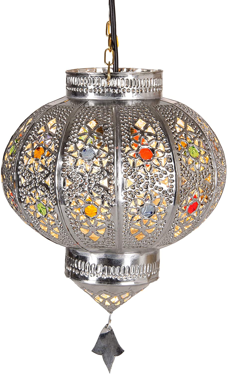 Orientalische Marokkanische Deckenlampe Hängeleuchte Silber 