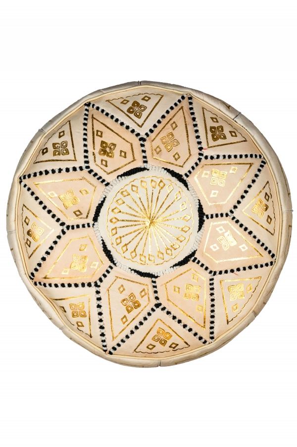 Marokkanisches Orientalisches Sitzkissen Weiss Gold 45cm