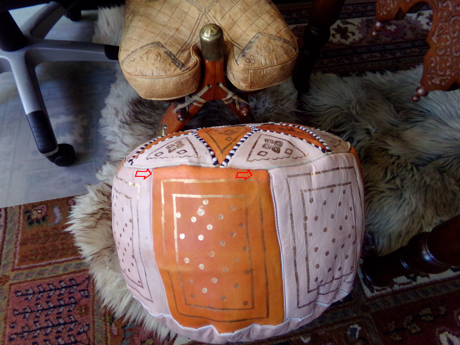 Orientalische Marokkanische Sitzkissen aus echtem Leder inkl. Füllung