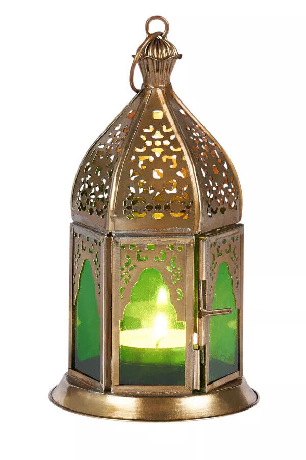 Orientalische Laternen Windlicht aus Metall & Glas Farben Grün- Marokkanische Glaslaterne  Kopie