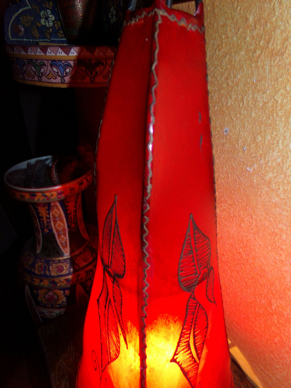Orientalische Stehlampe Hennalampe Lederleuchte
