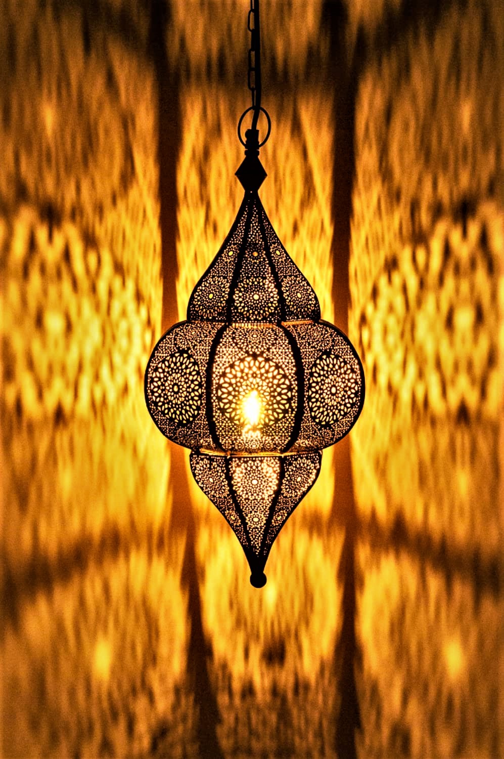 Orientalische Lampe Pendelleuchte Design Deckenlampe Gold