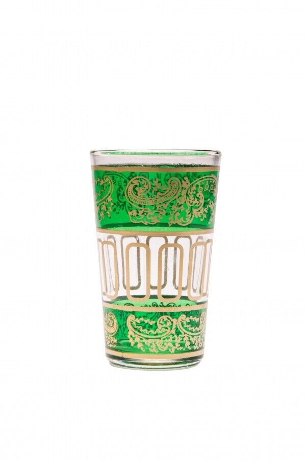 Orientalisches 6x Teeglas Teegläser-Set Farbe: Grün - Gold NEU