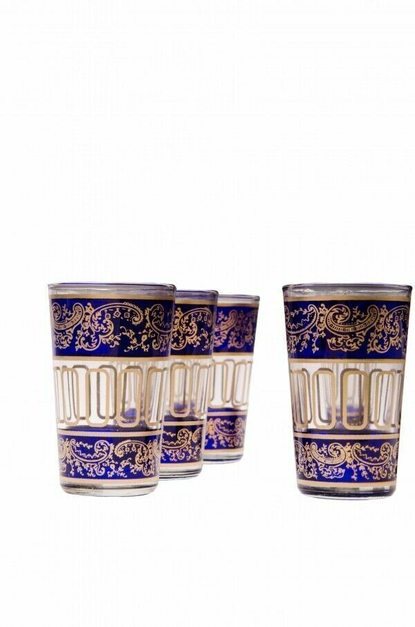 Orientalisches Teegläse6x Teeglaser -Set Farbe Blau - Klar - Gold
