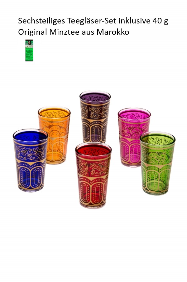 6er Set Marokkanische Teegläser Multi