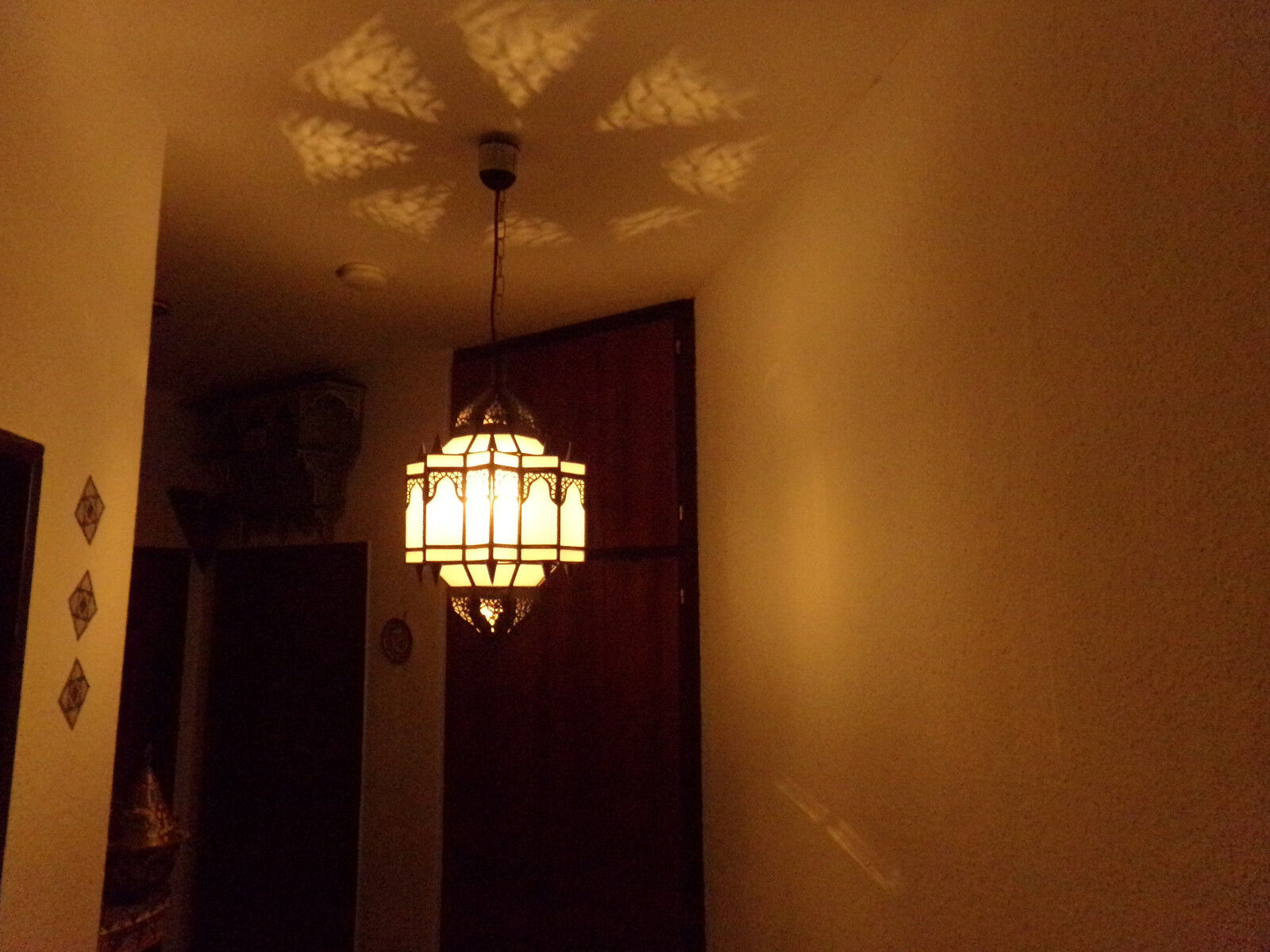 Orientalische Marokkanische Hängeleuchte Deckenlampe  Glasfarbe : Weiss 