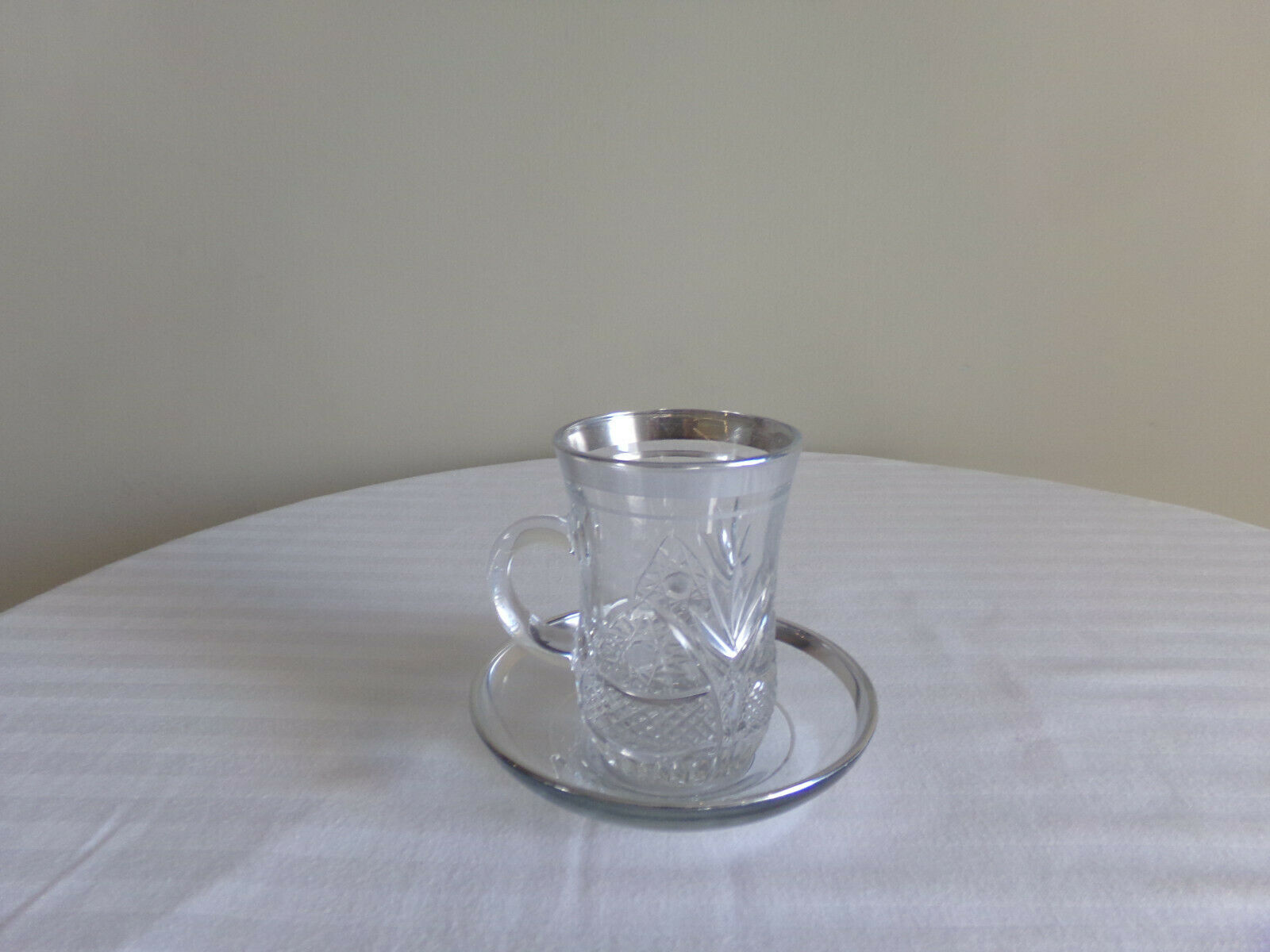Türkische 6x Teegläser-Set Kristallglas Silberfarben verziert