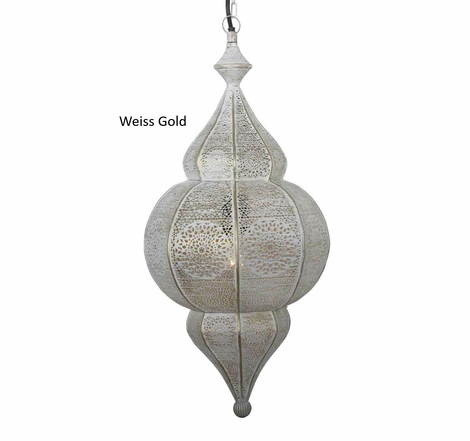 Orientalische Lampe Pendelleuchte Design Farbe Shaby Weiss Gold