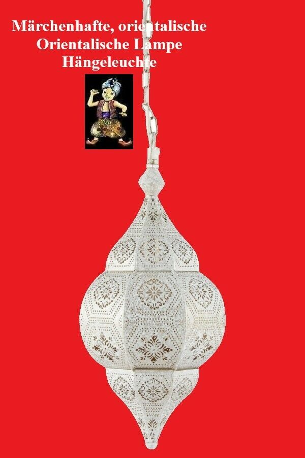 Orientalische Lampe Pendelleuchte Shabby Weiss 