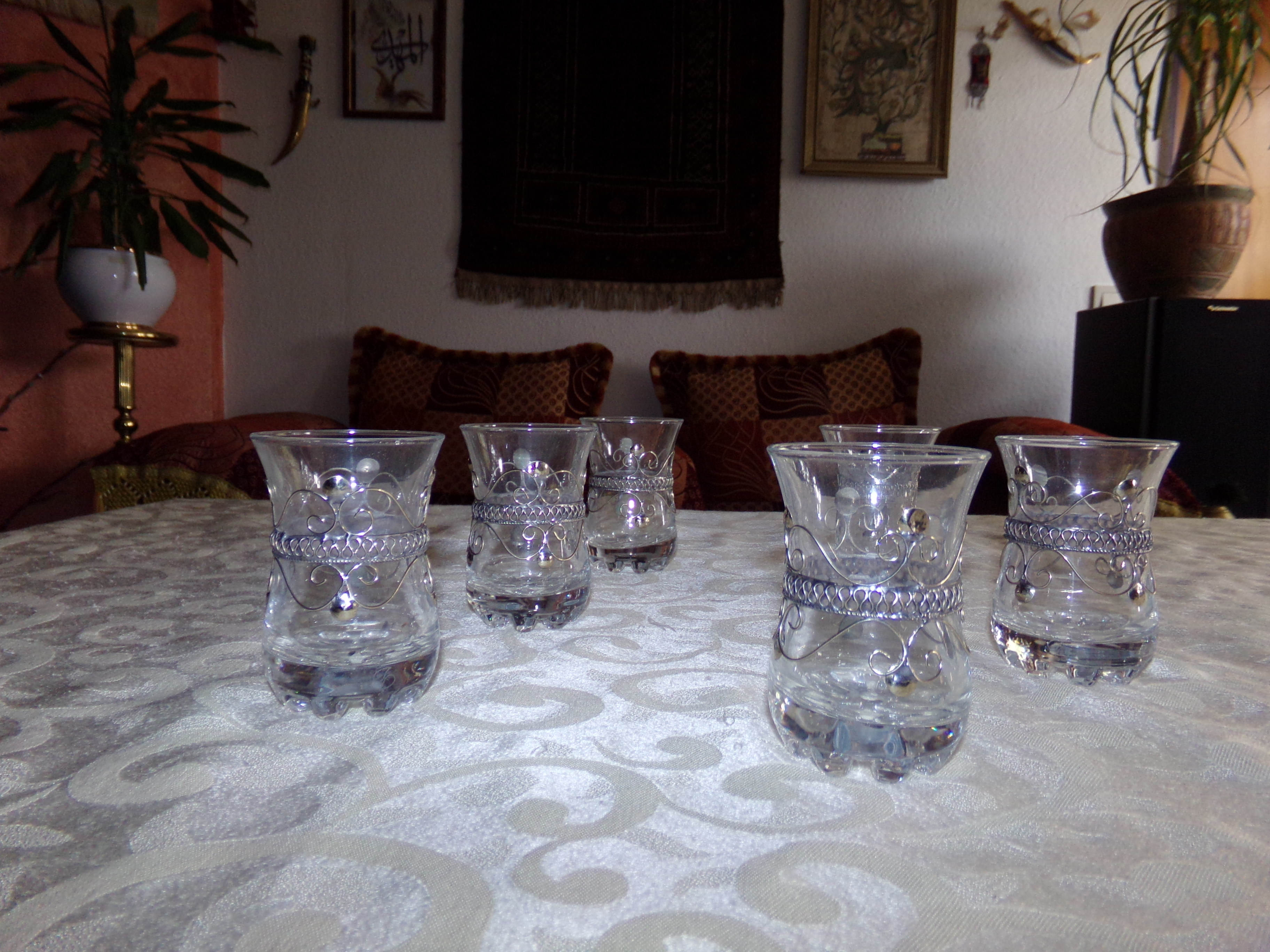 Orientalische verzierte Teegläser Set 6 Gläser 