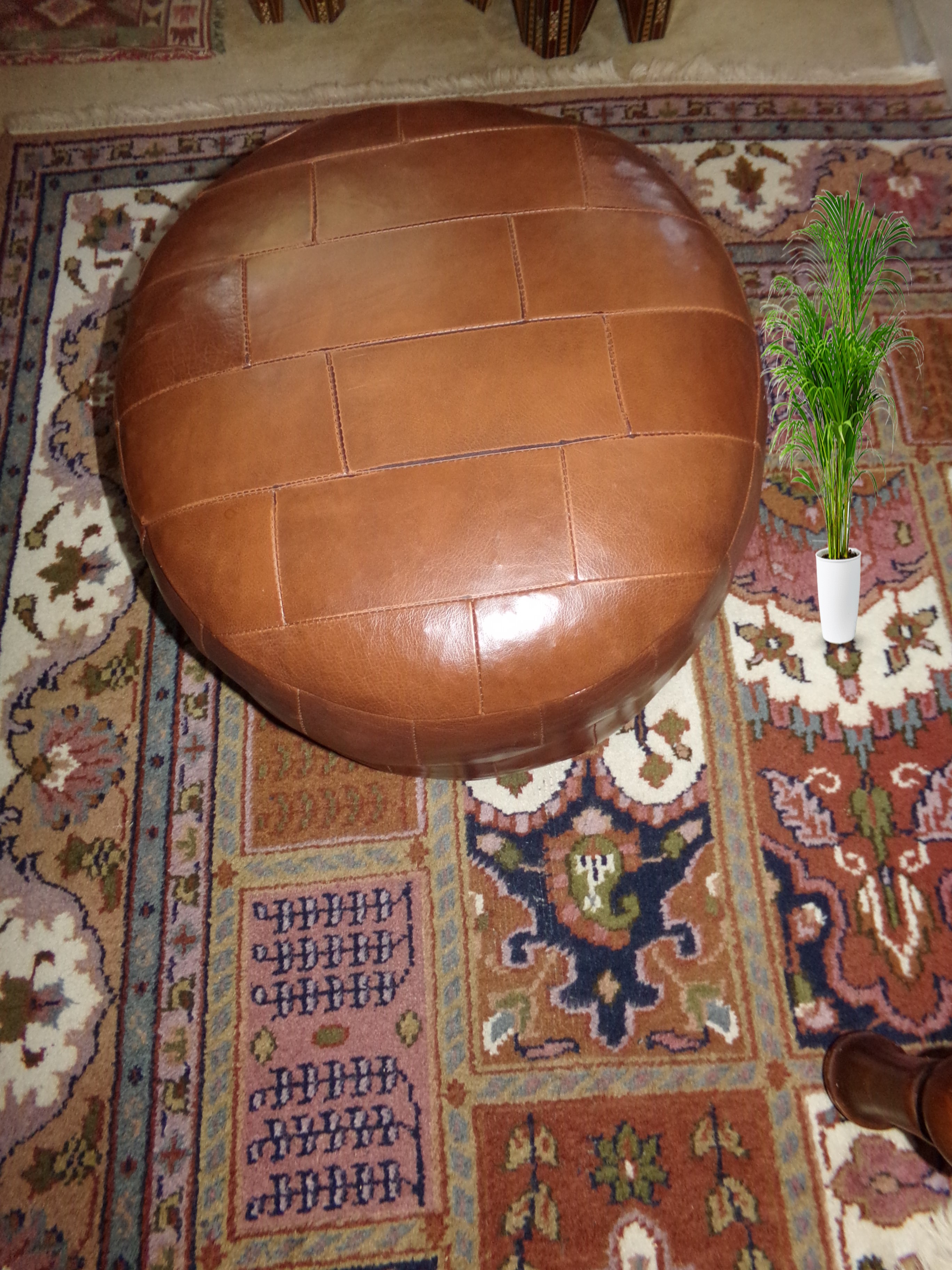 Orientalisches  Marokkanisches Leder-Sitzkissen, edler Sitzpouf