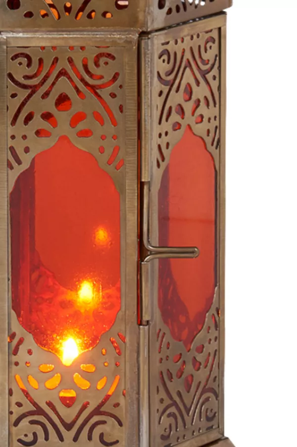 Orientalische Laternen Windlicht aus Metall & Glas Farben Orange - Marokkanische Glaslaterne